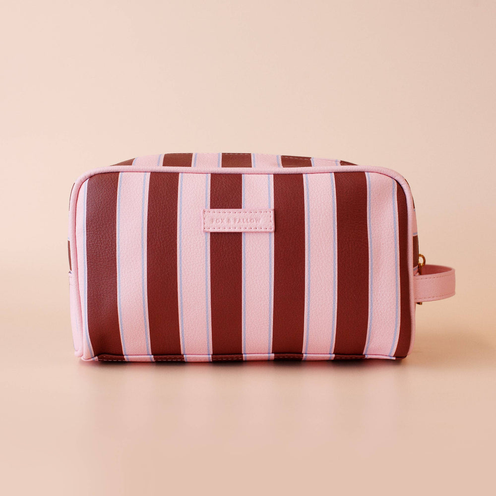 BURGUNDY STRIPE WASH BAG