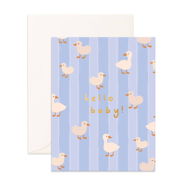 Hello Baby Ducks Blue Greeting Card