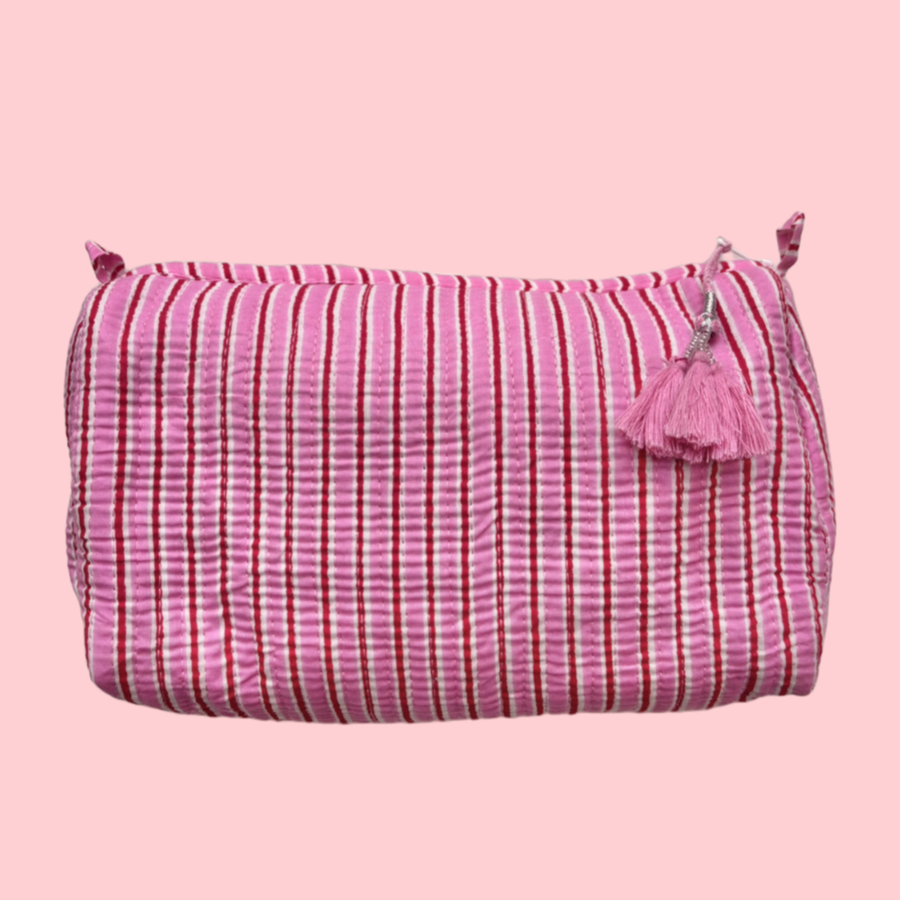 INDIE COSMETIC BAG [PIN STRIPE PINK]