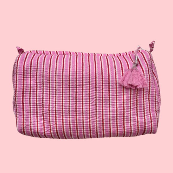 INDIE COSMETIC BAG [PIN STRIPE PINK]