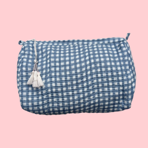 INDIE COSMETIC BAG [FINE BLUE GINGHAM]