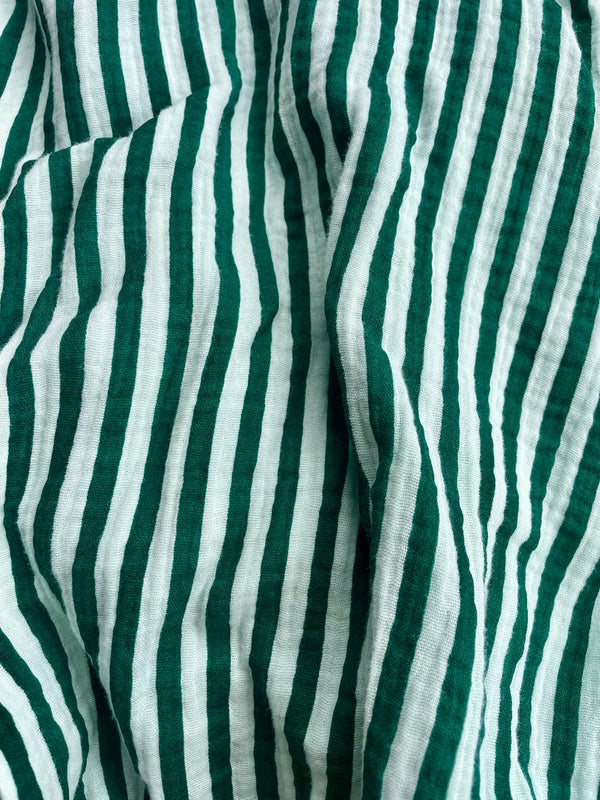JUNE LACE NECK MINI DRESS | EMERALD STRIPE