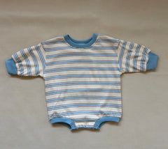 MATTIE STRIPE COTTON BODYSUIT | CREAM/ BLUE STRIPE