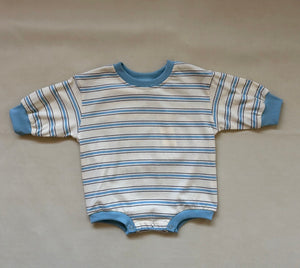 MATTIE STRIPE COTTON BODYSUIT | CREAM/ BLUE STRIPE