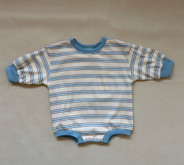 MATTIE STRIPE COTTON BODYSUIT | CREAM/ BLUE STRIPE
