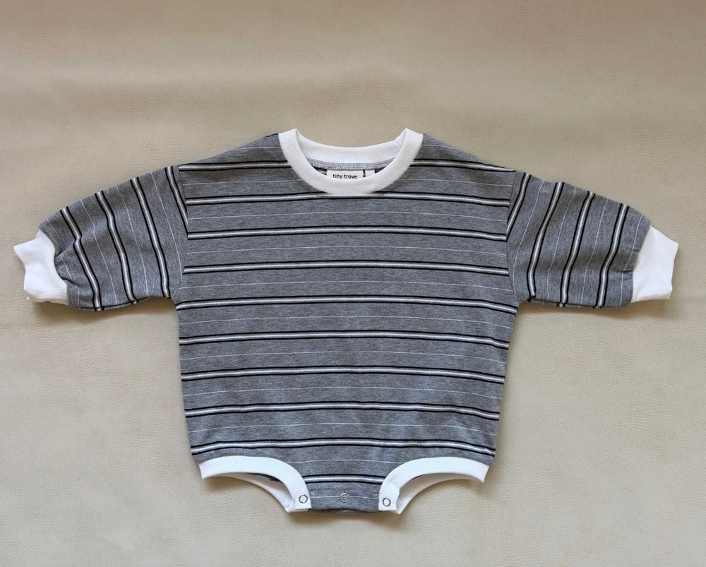 MATTIE STRIPE COTTON BODYSUIT | GREY/ BLACK STRIPE