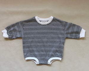 MATTIE STRIPE COTTON BODYSUIT | GREY/ BLACK STRIPE