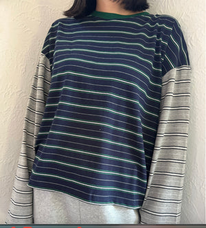 KENNEDY STRIPE LONG SLEEVE TEE | NAVY/ GREY STRIPE