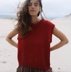 CECILIA KNIT VEST | CHERRY