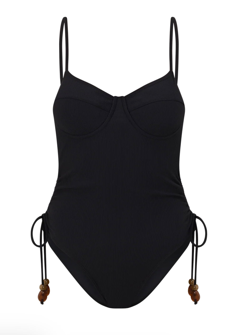 THIN STRAP UNDERWIRE ONE PIECE | BLACK