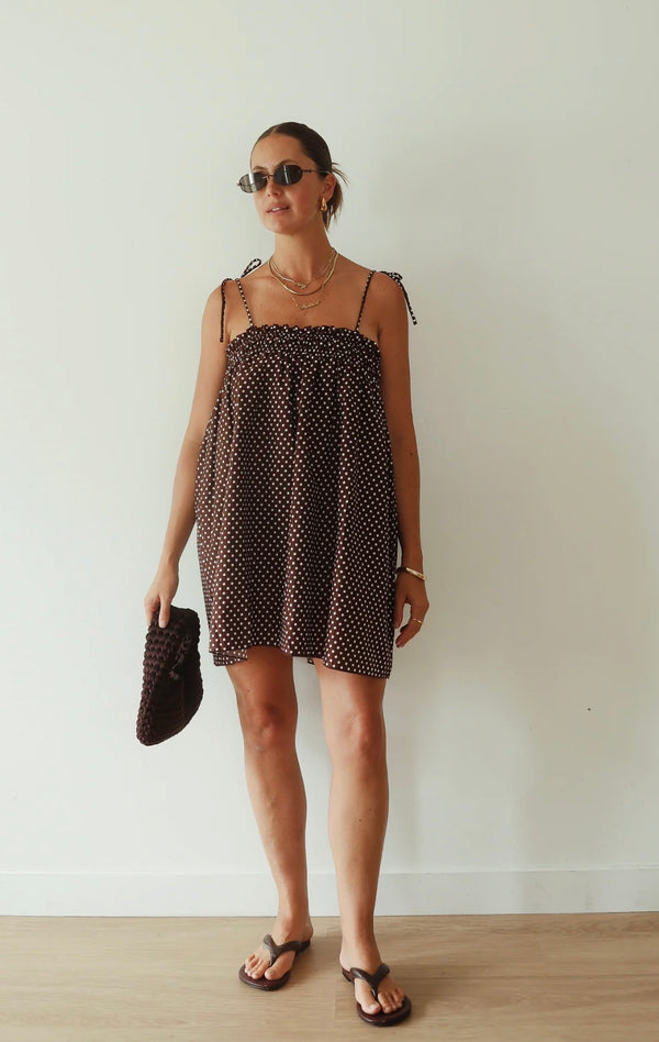 THE DOTTY DRESS | CHOCOLATE BROWN