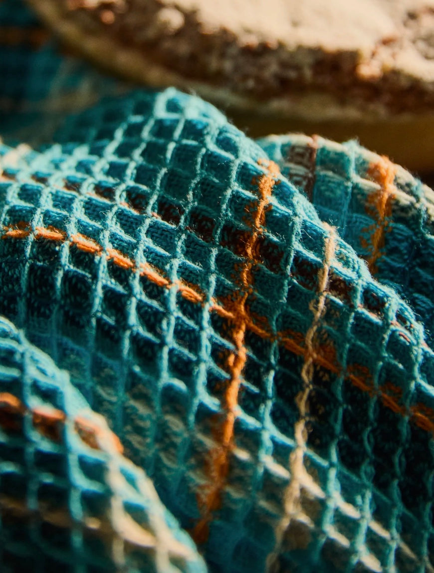FRANCES WAFFLE TEA TOWEL | TURQUOISE