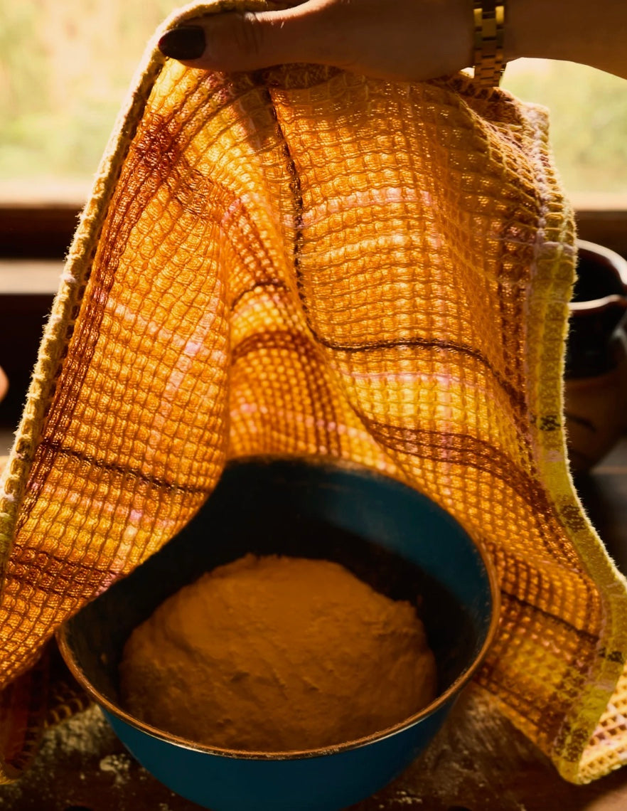 FRANCES WAFFLE TEA TOWEL | Ochre
