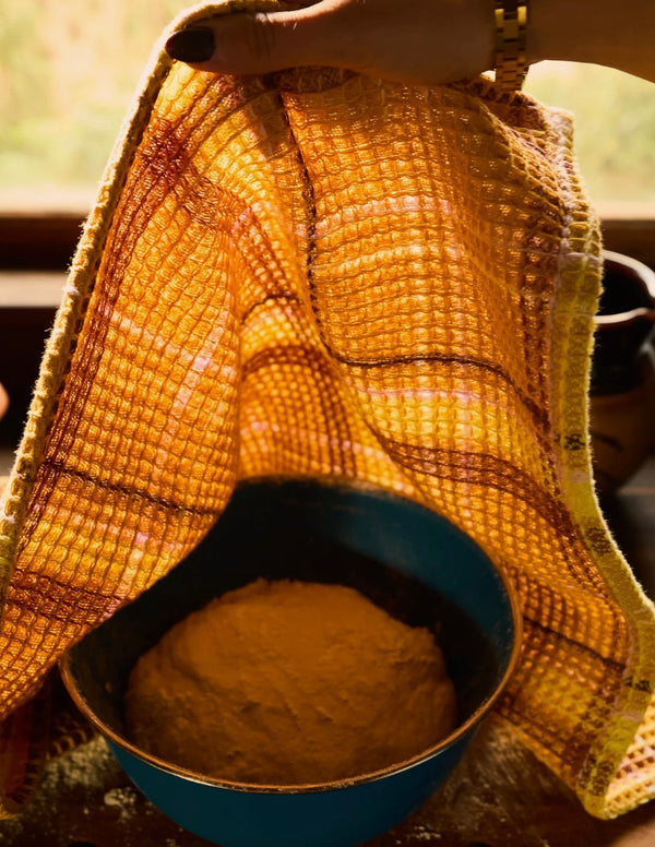 FRANCES WAFFLE TEA TOWEL | Ochre