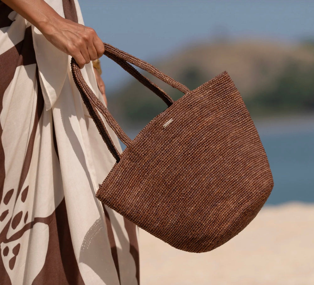 MINI RAFFIA TOTE | COCOA
