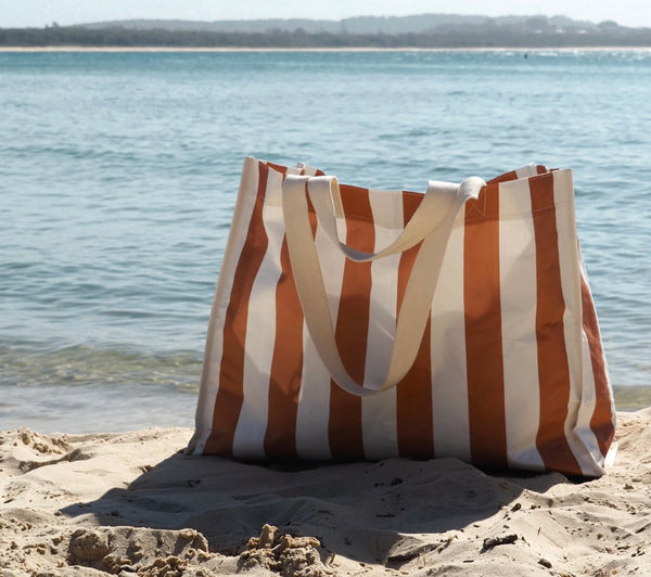 CARRYALL BEACH BAG I CLAY STRIPE
