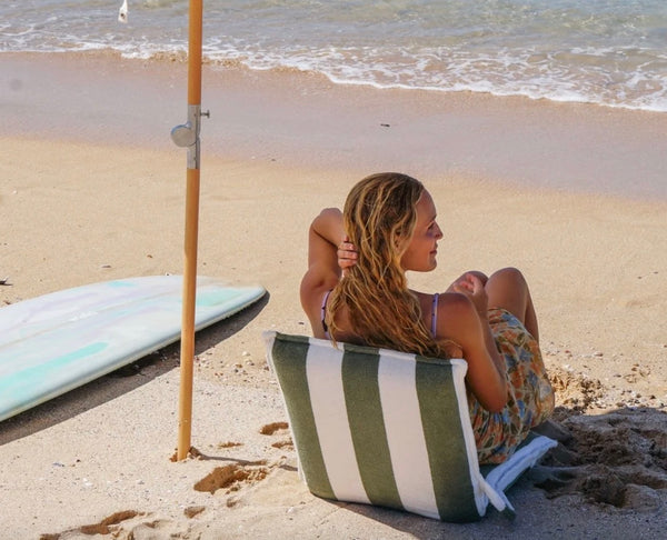 TERRY TRAVEL LOUNGER | OLIVE STRIPE