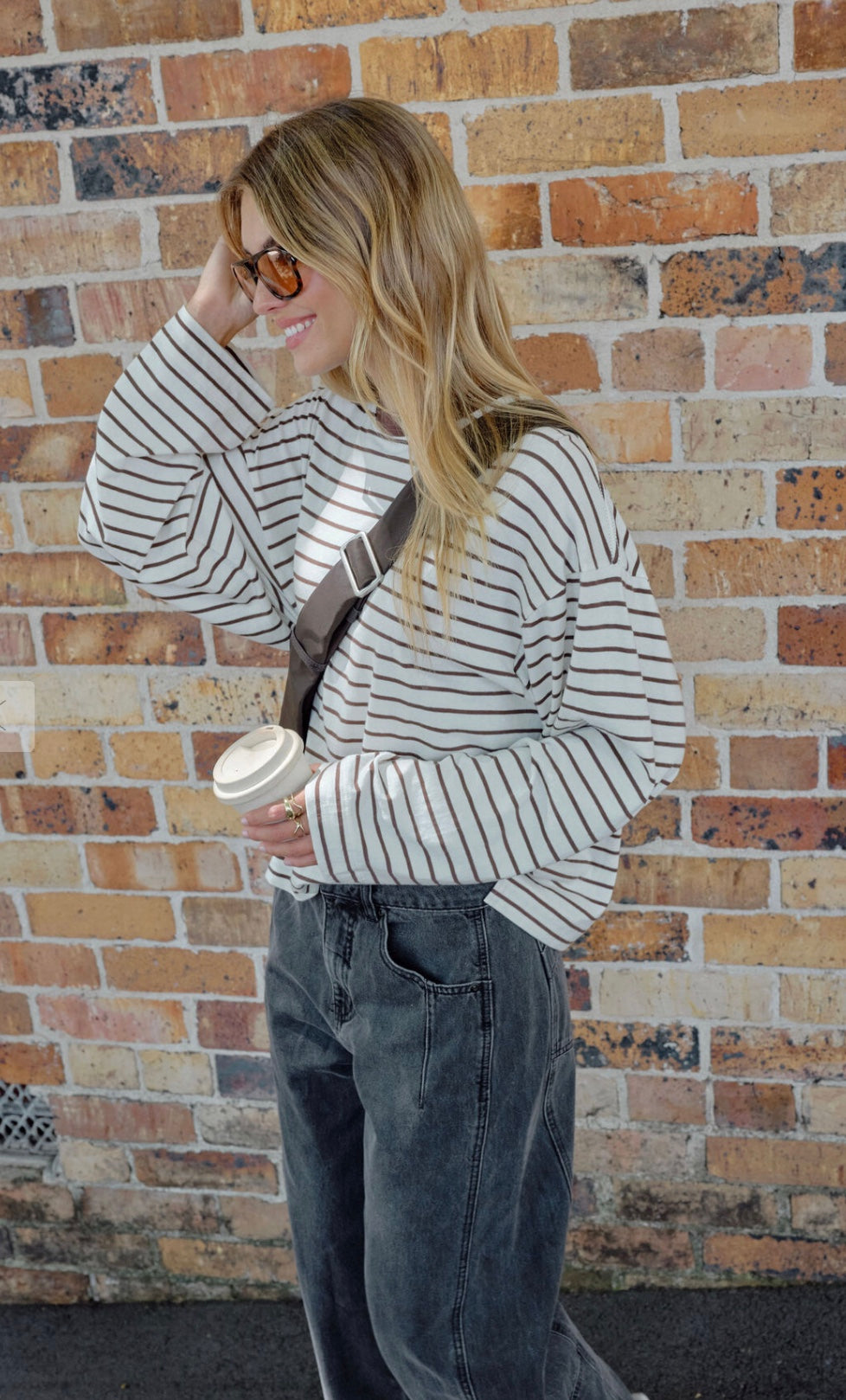 BEAU LONG SLEEVE TEE | BROWN STRIPE
