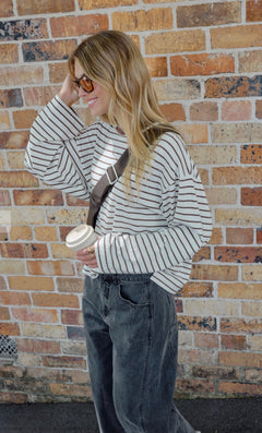 BEAU LONG SLEEVE TEE | BROWN STRIPE