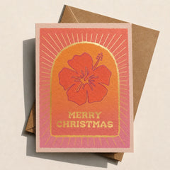 MERRY CHRISTMAS HIBISCUS GREETING CARD