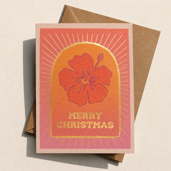 MERRY CHRISTMAS HIBISCUS GREETING CARD