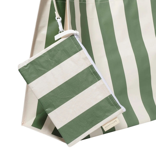 CARRYALL BEACH BAG THE VACAY I OLIVE STRIPE