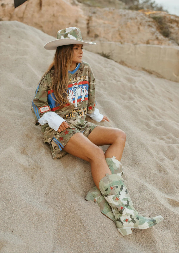 CAMO JERSEY TRACK SHORT