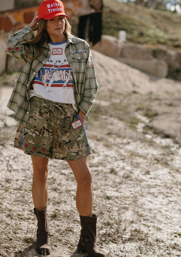 CAMO JERSEY TRACK SHORT