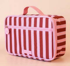 BURGUNDY STRIPE LARGE LUNCH BAG