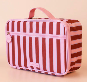 BURGUNDY STRIPE LARGE LUNCH BAG