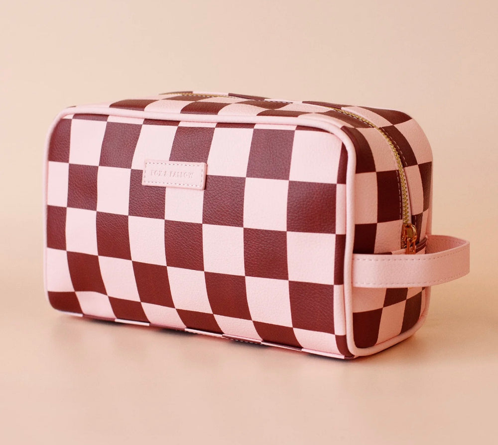 CHERRY CHECK WASH BAG