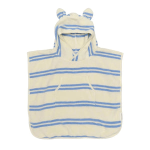 KIDS HOODED TOWEL SAMMY THE SEAGULL I BLUE STRIPE