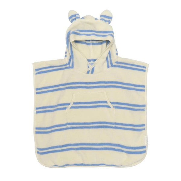 KIDS HOODED TOWEL SAMMY THE SEAGULL I BLUE STRIPE