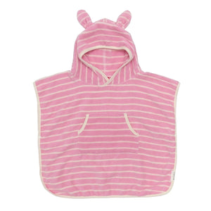 KIDS HOODED TOWEL COTTON CANDY I PINK STRIPE
