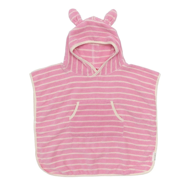 KIDS HOODED TOWEL COTTON CANDY I PINK STRIPE