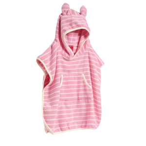 KIDS HOODED TOWEL COTTON CANDY I PINK STRIPE