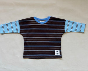 ROWAN STRIPE LONG SLEEVE TEE | COCOA/ BLUE STRIPE