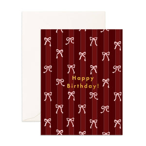 BIRTHDAY BURGUNDY STRIPE BOW